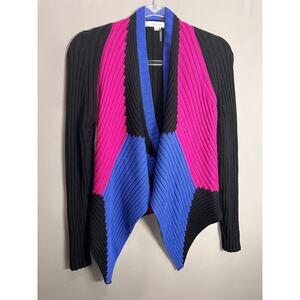 Mona Leah Couture Color Block Sweater Cardigan Winter Medium Paris Minimalist